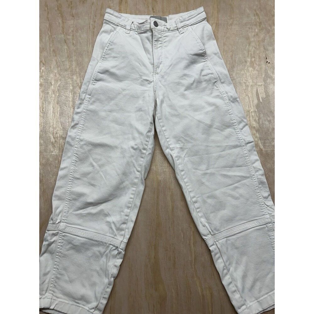 Everlane Jeans Women’s Ivory Canvas Denim Size 2 Wide Leg Ankle